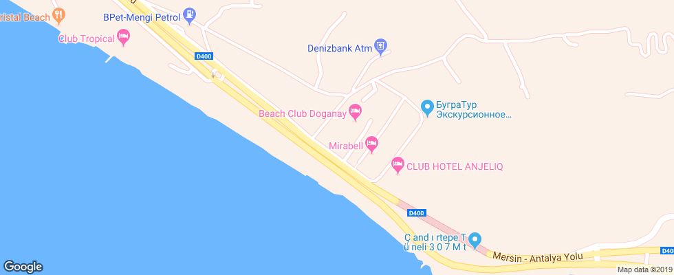 Отель Beach Club Doganay на карте Турции