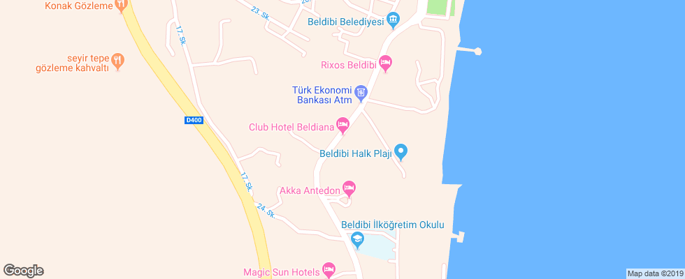 Отель Beldiana Club на карте Турции