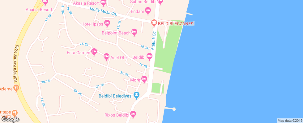 Отель Beldibi Hotel на карте Турции