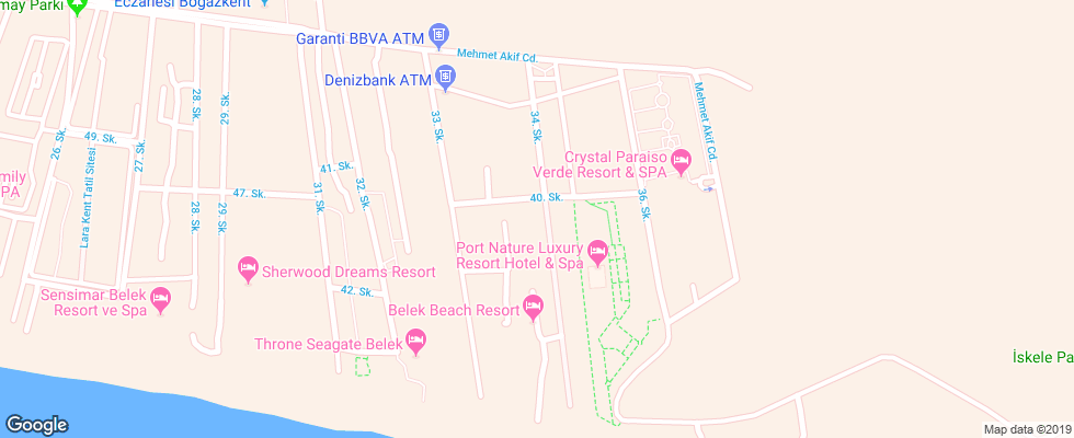Отель Belek Beach Resort на карте Турции