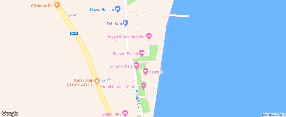 Отель Belport Beach на карте Турции