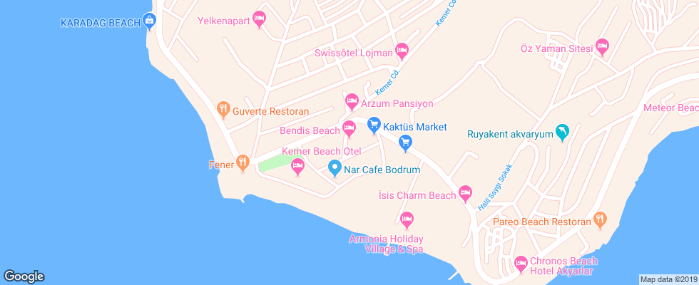 Отель Bendis Beach на карте Турции