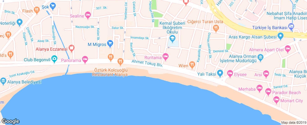 Отель Best Beach Hotel Alanya на карте Турции