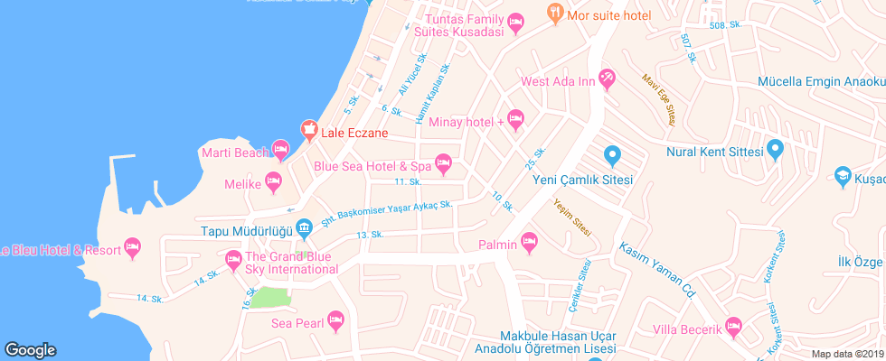 Отель Blue Sea Hotel & Spa на карте Турции
