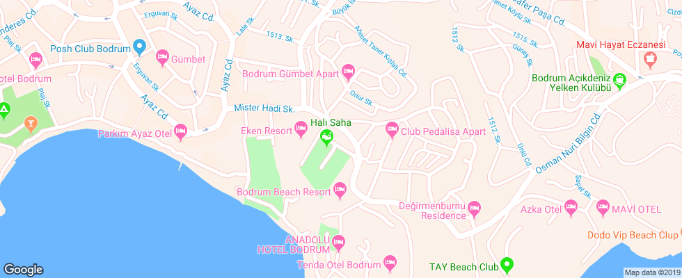 Отель Bodrum Beach Resort на карте Турции