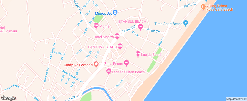 Отель Camyuva Beach на карте Турции