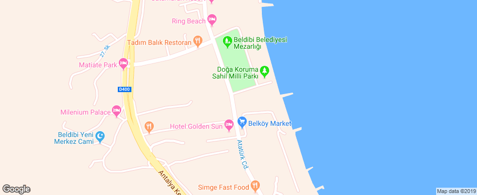 Отель Carelta Beach на карте Турции