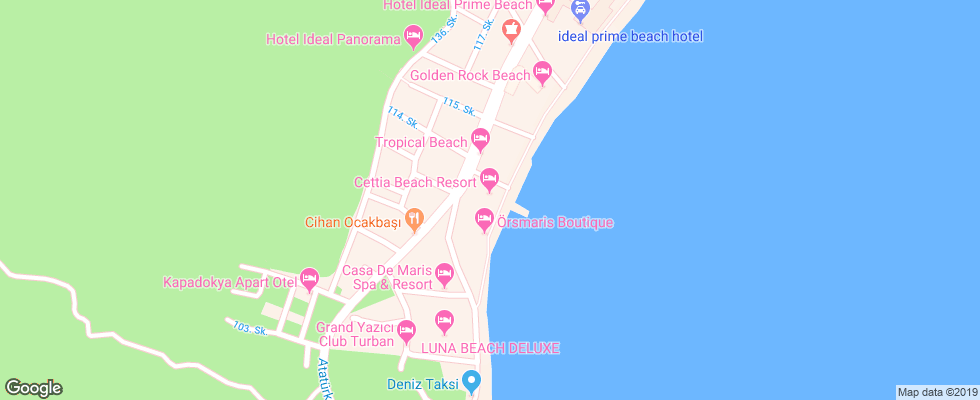 Отель Cettia Beach Resort на карте Турции