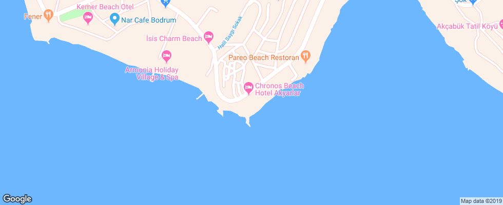 Отель Chronos Beach Akyarlar на карте Турции