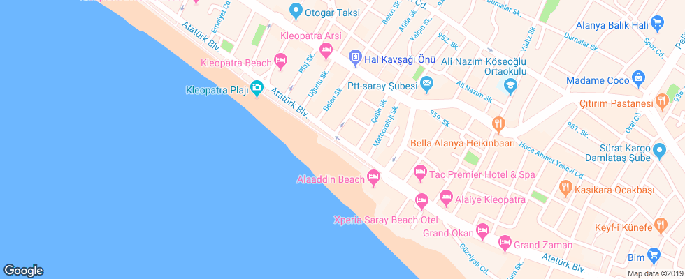 Отель Cleopatra Golden Beach на карте Турции
