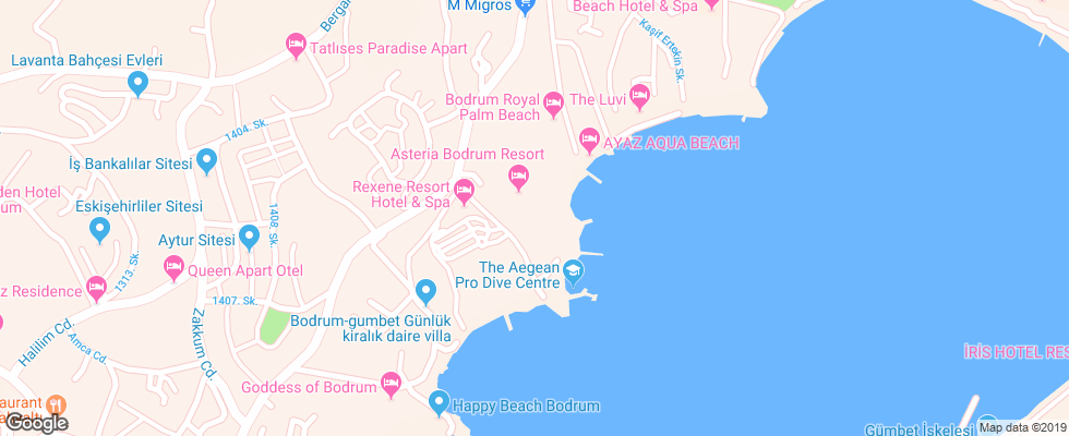 Отель Club Aqua Gumbet на карте Турции