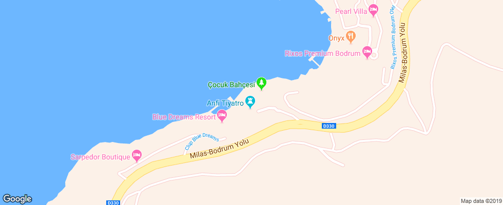Отель Club Blue Dreams на карте Турции