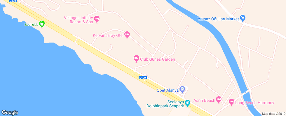 Отель Club Gunes Garden на карте Турции