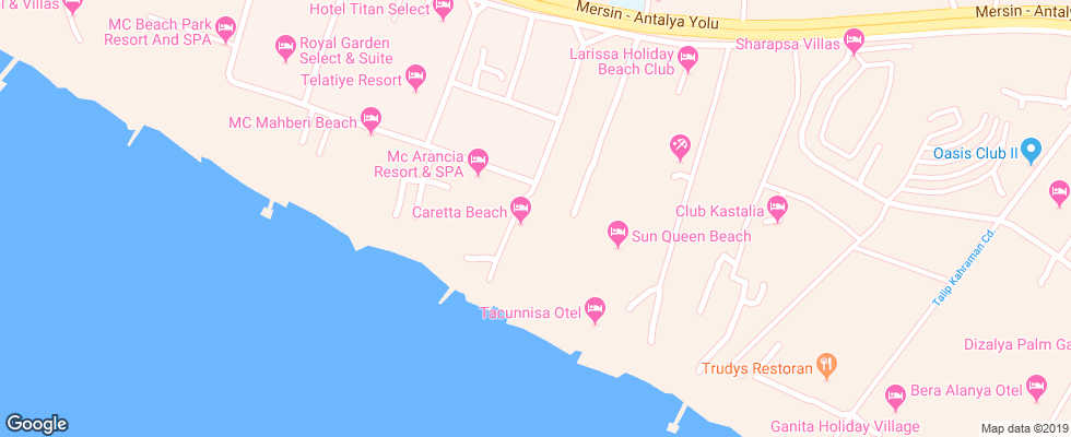 Отель Club Hotel Caretta Beach на карте Турции