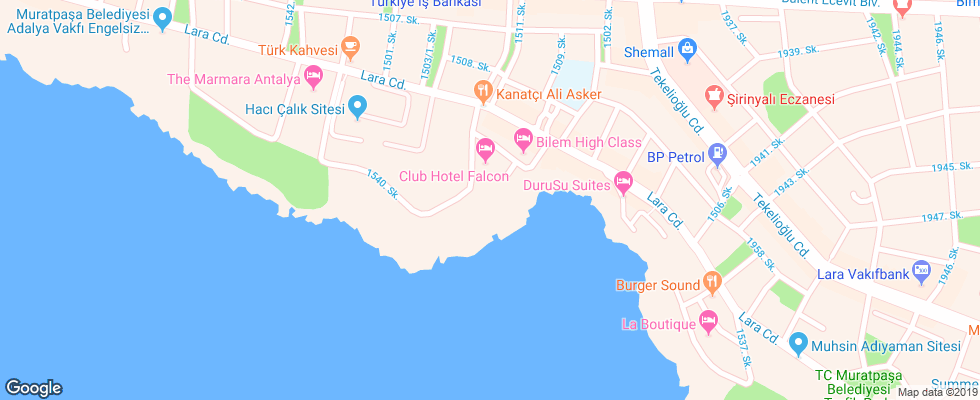 Отель Club Hotel Falcon на карте Турции
