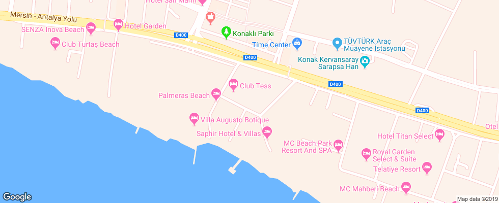 Отель Club Hotel Tess на карте Турции