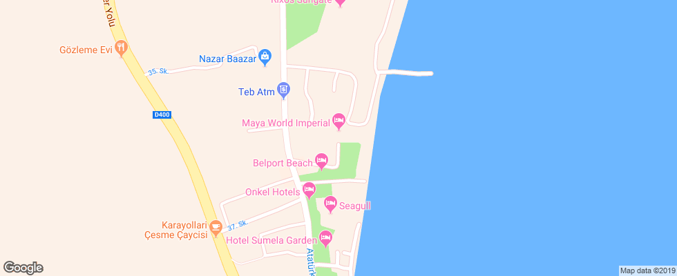 Отель Club Marakesh Beach Hotel на карте Турции