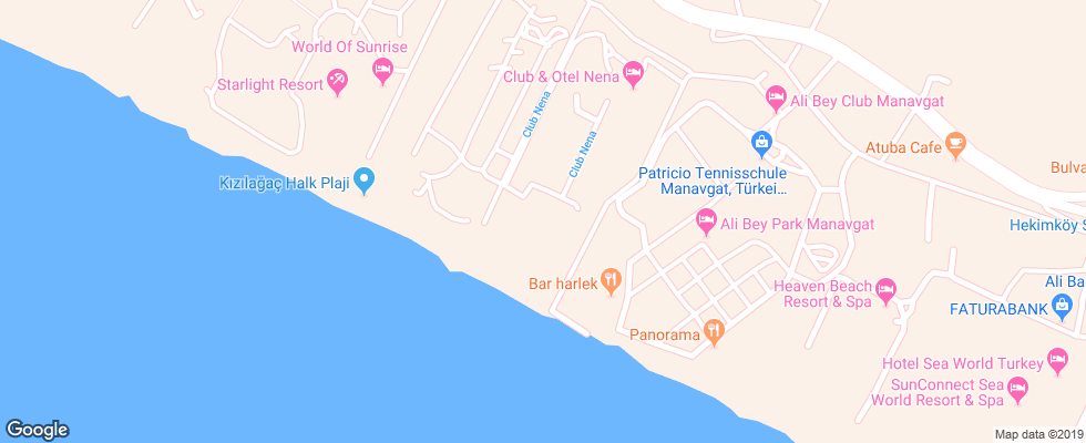 Отель Club Nena на карте Турции