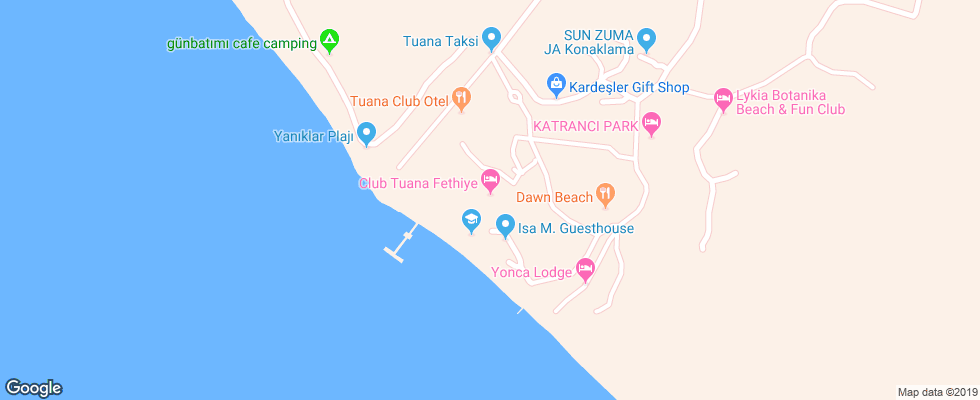 Отель Club Tuana Fethiye на карте Турции