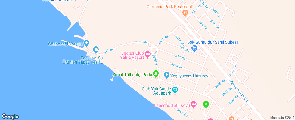 Отель Club Yali & Resort на карте Турции