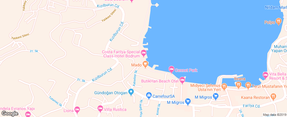 Отель Costa Farilya на карте Турции