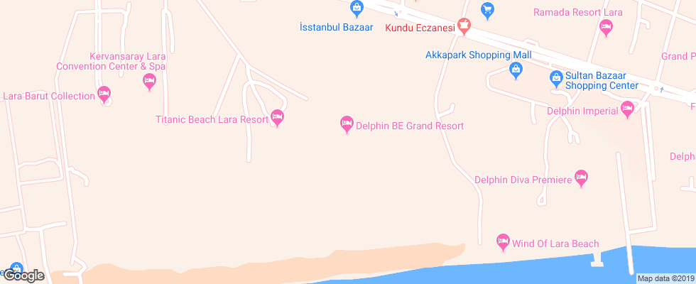 Отель Delphin Be Grand на карте Турции