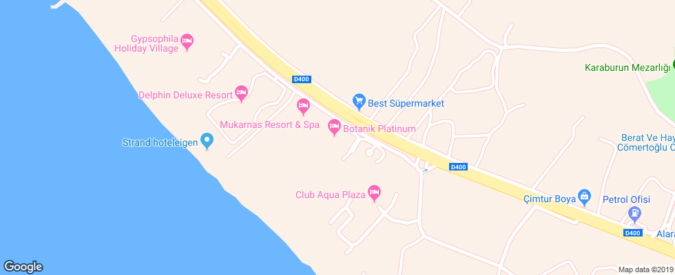 Отель Delphin Botanik Platinum на карте Турции