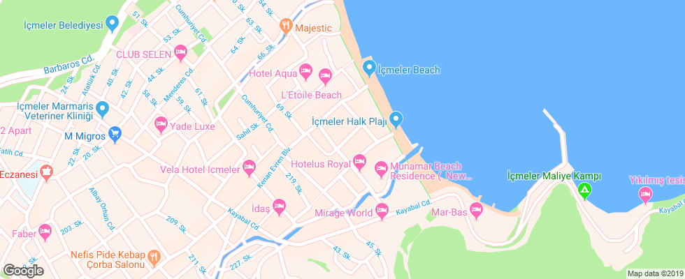 Отель Diana Otel Icmeler на карте Турции