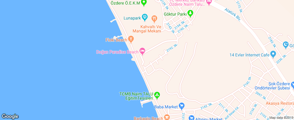 Отель Dogan Paradise Beach Hotel на карте Турции