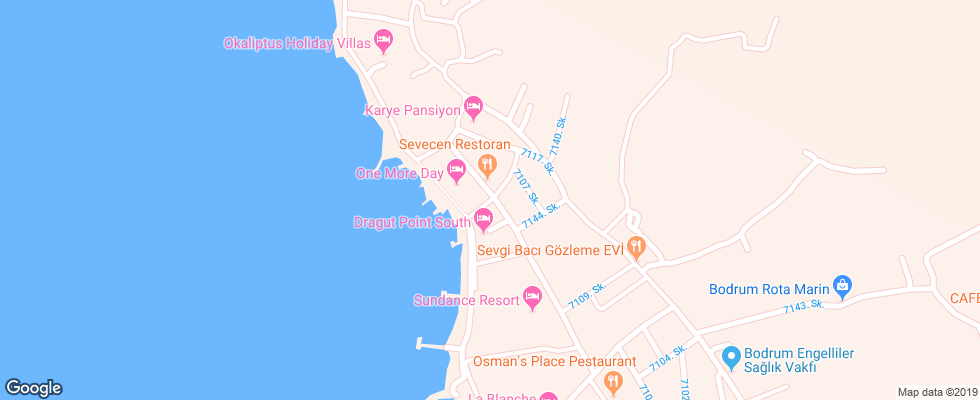 Отель Dragut Point North на карте Турции