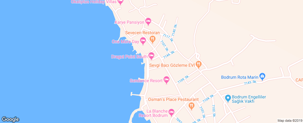 Отель Dragut Point South на карте Турции