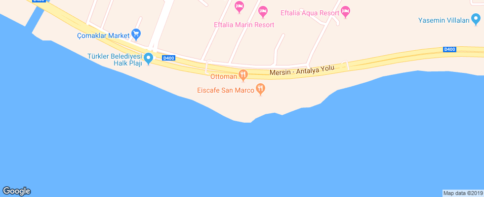 Отель Eftalia Island на карте Турции