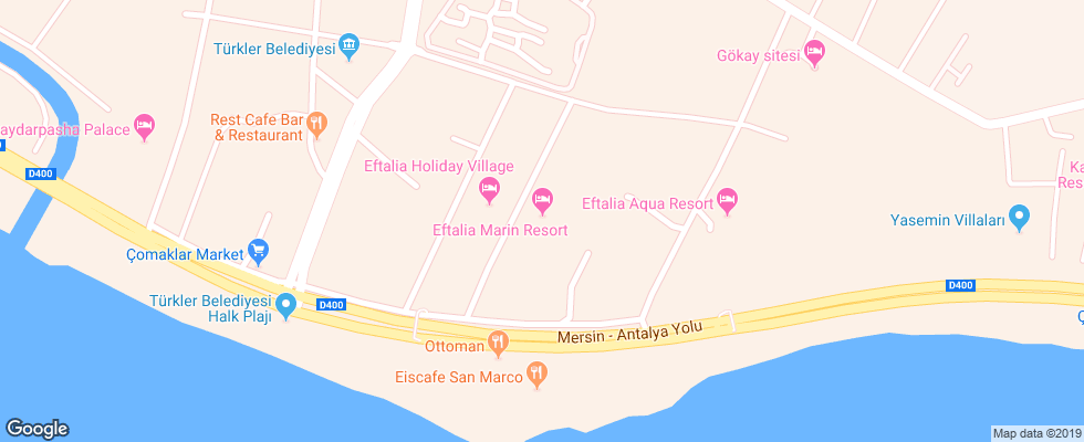 Отель Eftalia Marin Hotel на карте Турции