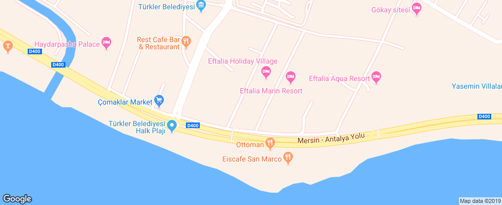 Отель Eftalia Village на карте Турции