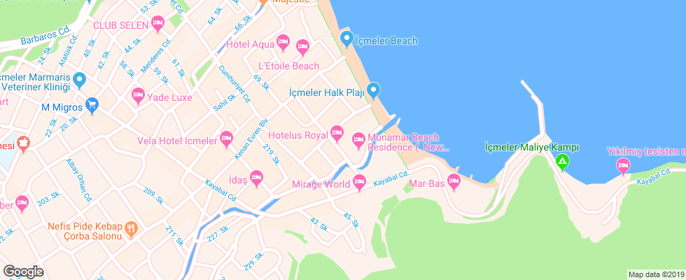 Отель Elite World Marmaris на карте Турции