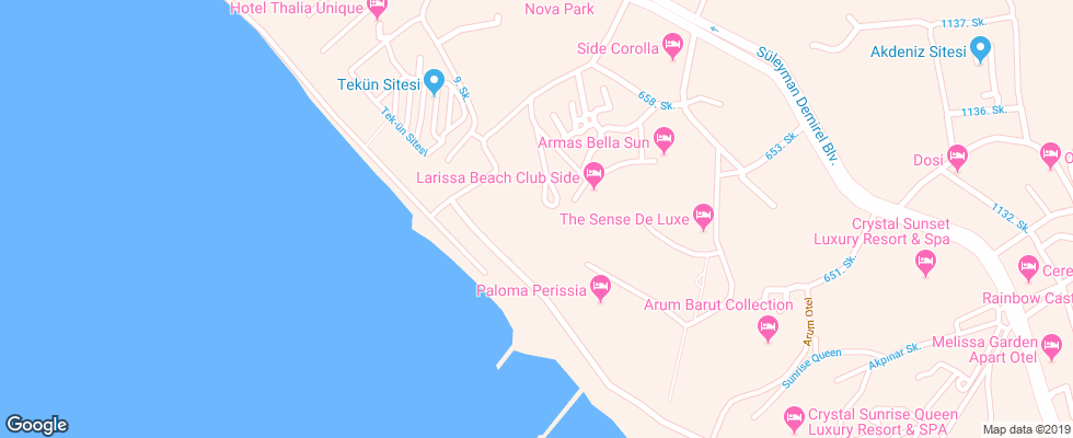 Отель Emir Beach Hotel на карте Турции