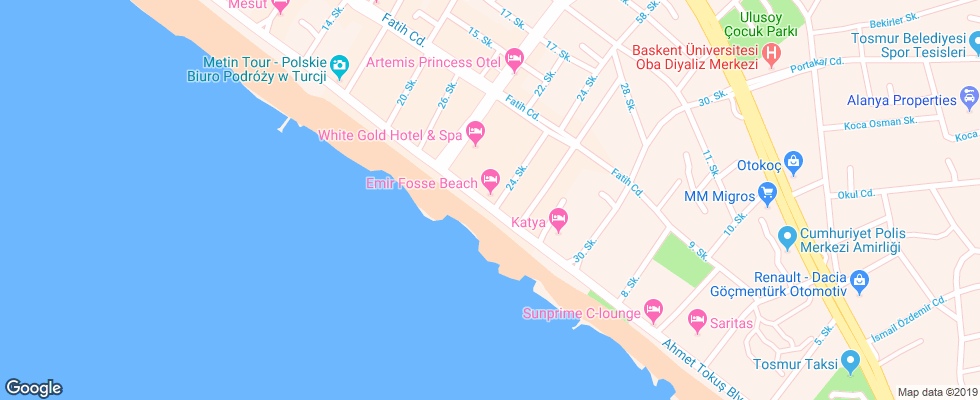 Отель Emir Fosse Beach на карте Турции