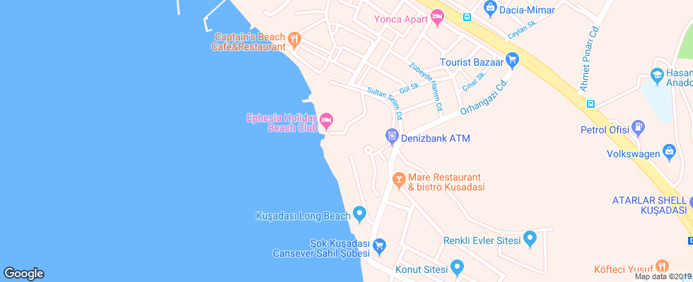 Отель Ephesia Holiday Beach Club на карте Турции