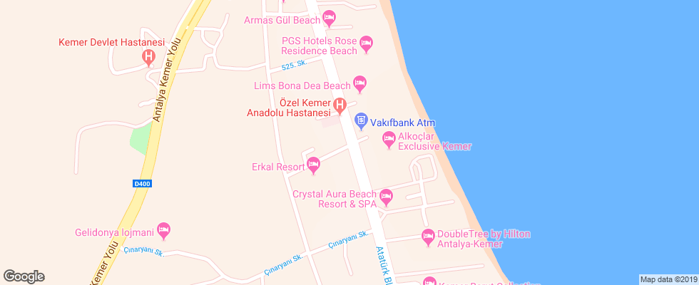 Отель Erkal Resort на карте Турции