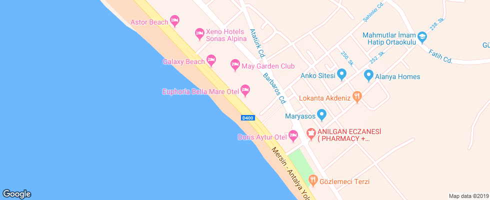 Отель Euphoria Bella Mare Club на карте Турции