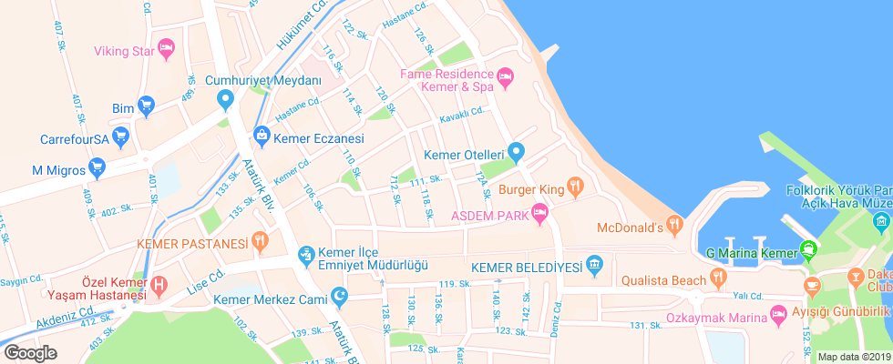 Отель Fame Hotel на карте Турции
