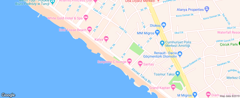 Отель Grand Bayar Beach Hotel на карте Турции
