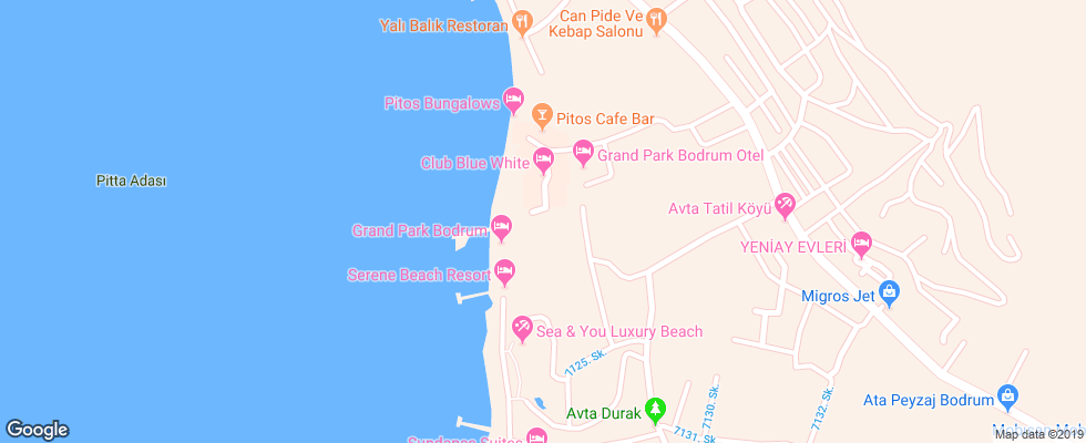 Отель Grand Park Bodrum на карте Турции