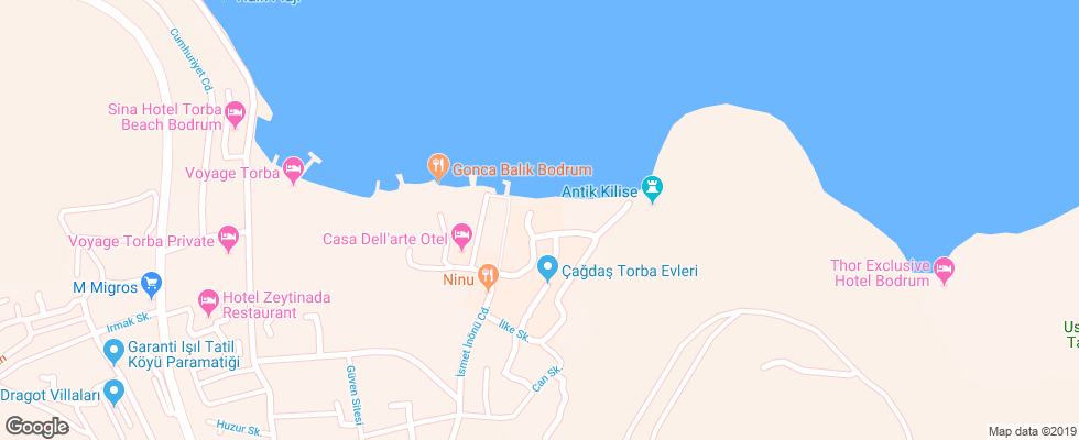 Отель Grand Yazici Torba Beach на карте Турции