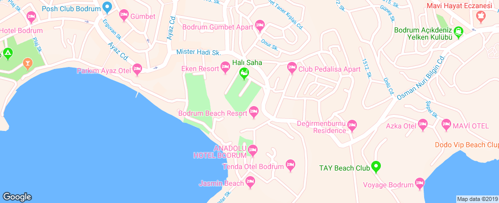 Отель Gumbet Sun Club Bodrum на карте Турции