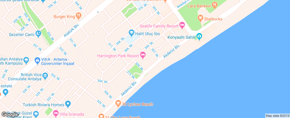 Отель Harrington Park Resort на карте Турции