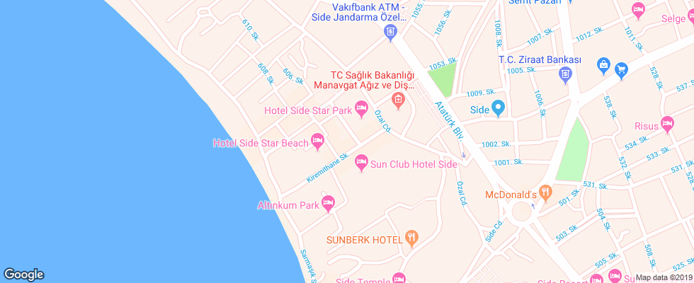 Отель Hera Beach Hotel на карте Турции