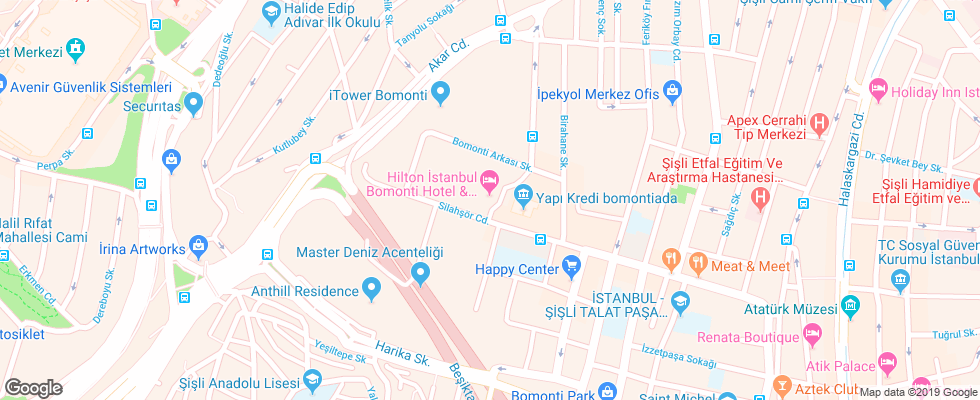 Отель Hilton Istanbul Bomonti Hotel & Conference Center на карте Турции
