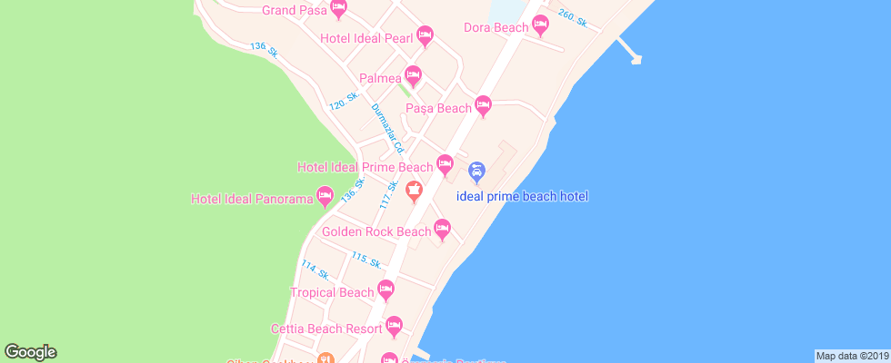 Отель Ideal Prime Beach на карте Турции