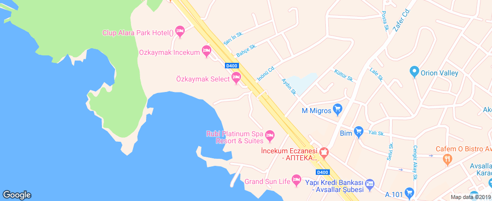 Отель Incekum Su на карте Турции